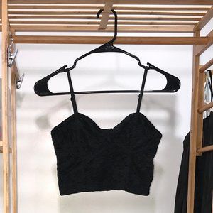Black lace lined crop top bralette